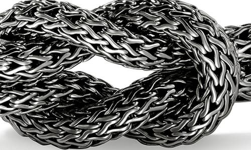 John Hardy Black Rhodium Plated Sterling Silver Love Knot Woven Chain Statement Bracelet In Dark Silver