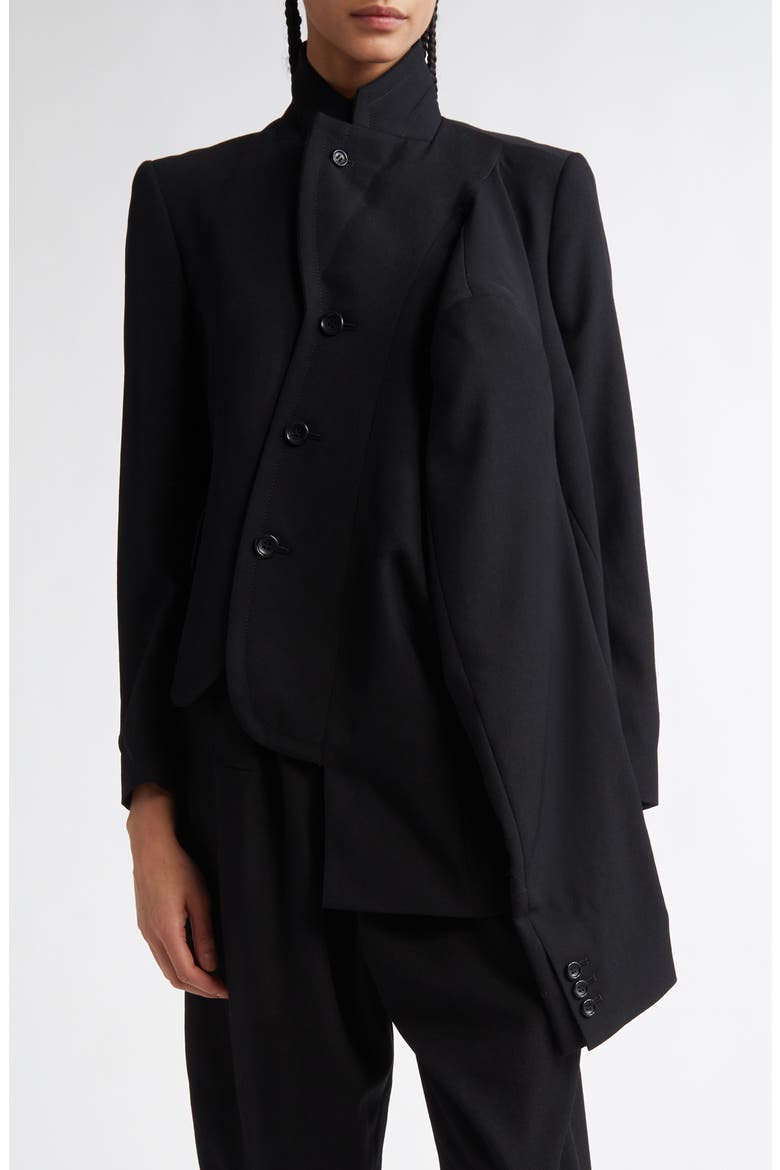 Comme des Garçons Four-Sleeve Asymmetric Wool Gabardine Jacket