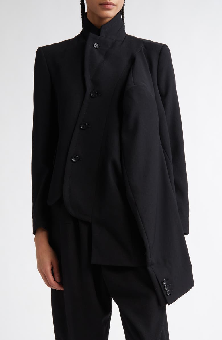 Comme des Garçons Four-Sleeve Asymmetric Wool Gabardine Jacket
