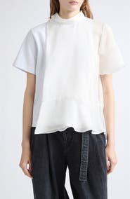 Sacai Satin & Cotton Mixed Media T-Shirt