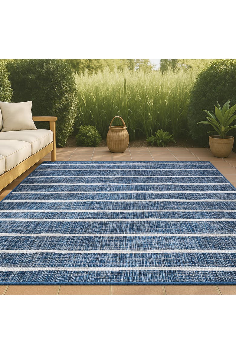 Colonia Berber Stripe Indoor/Outdoor Area Rug, Alternate, color, Blue/Ivory