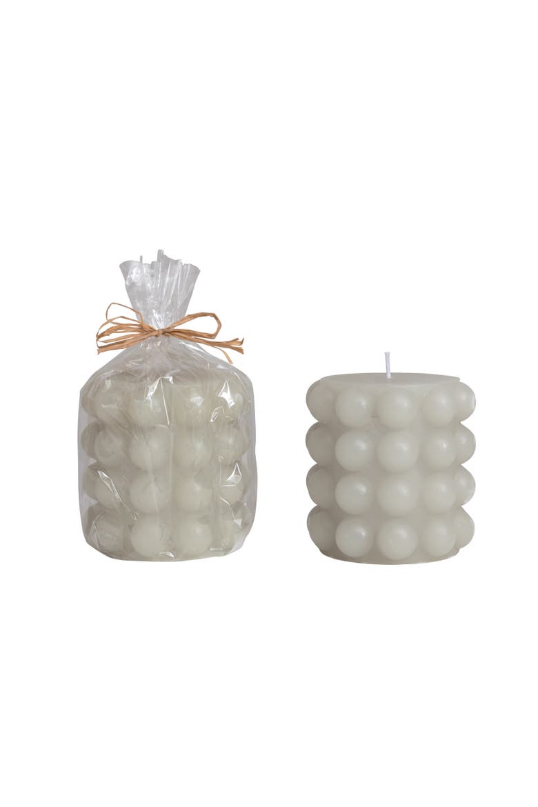 Unscented Hobnail Pillar Candle, Dove Grey, Main, color, Grey