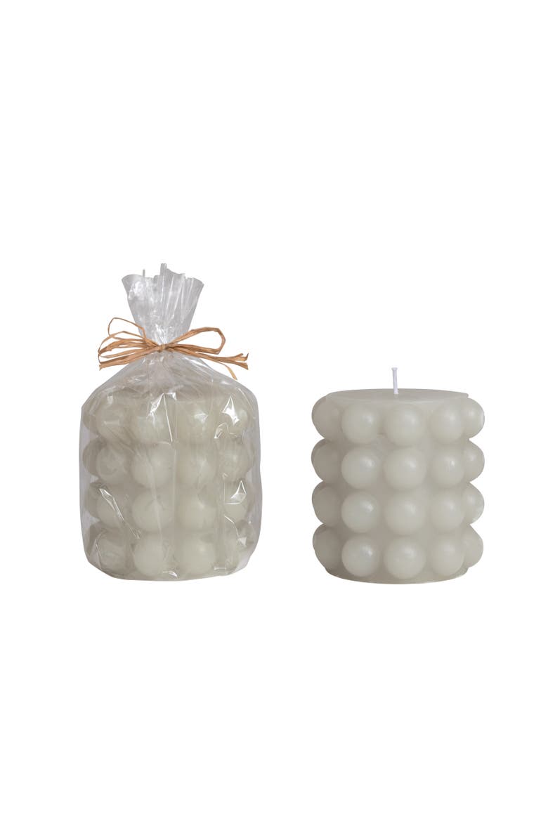 Storied Home Unscented Hobnail Pillar Candle, Dove Grey, Main, color, Grey