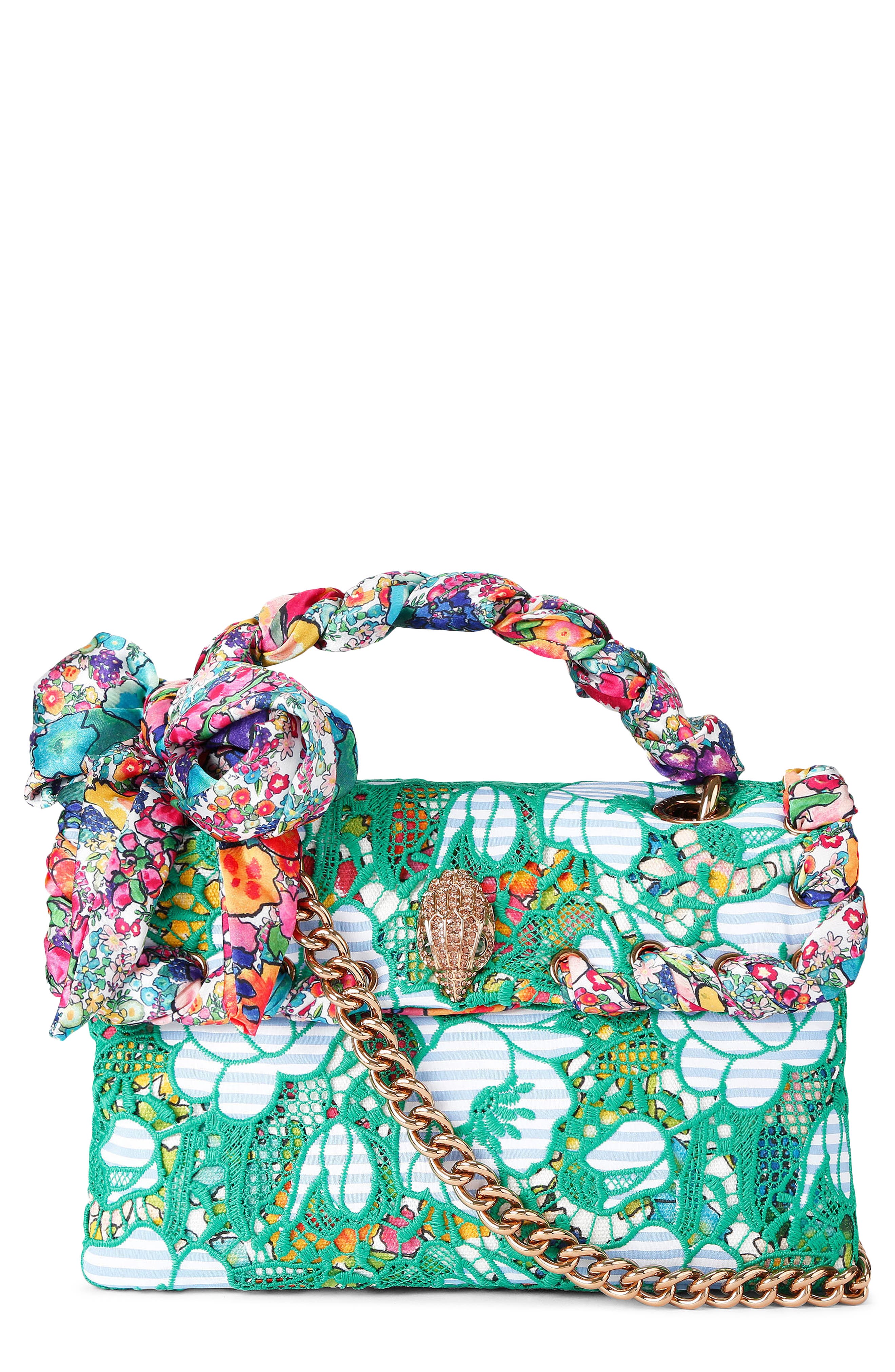 Kurt Geiger London Kensington Floral Convertible Shoulder Bag, Main, color, Green Comb