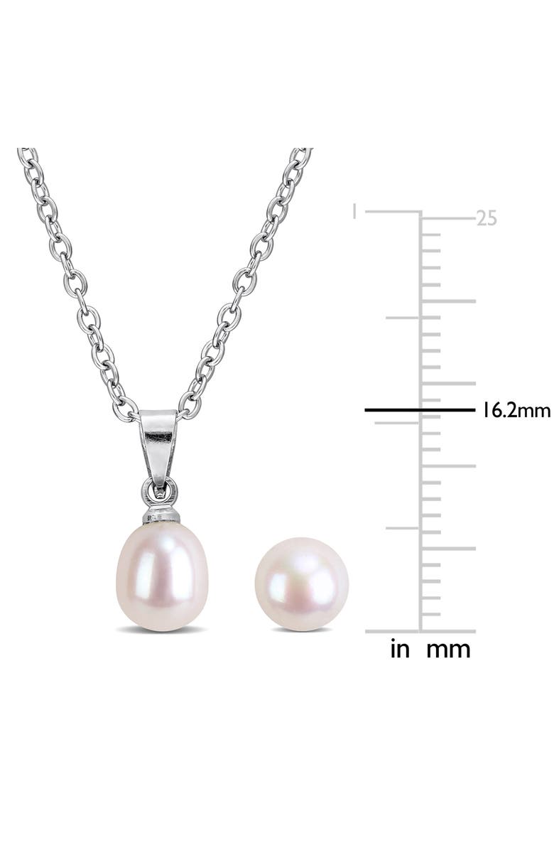 DELMAR 6-7.5mm Cultured Freshwater Pearl Pendant Necklace & Earrings Set, Alternate, color,