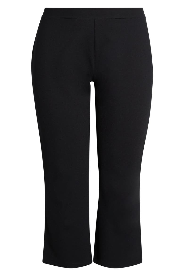 High Waist Ankle Kick Flare Ponte Pants, Alternate, color, BLACK