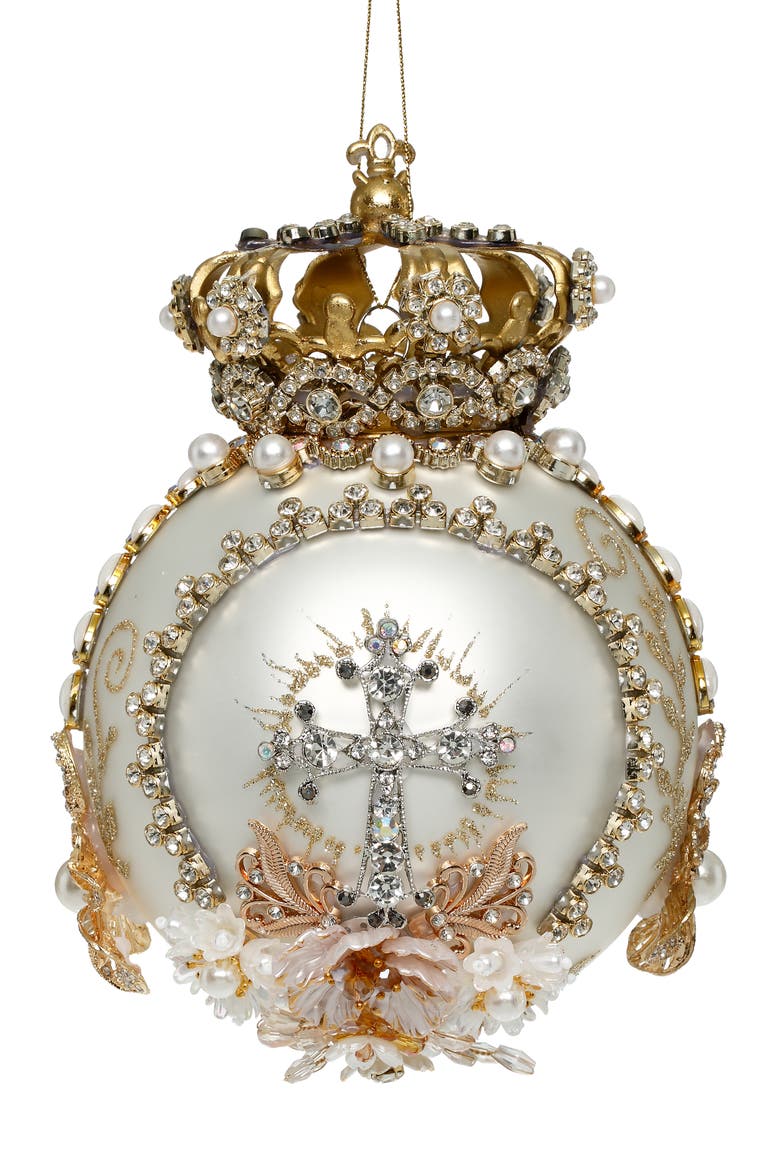Crown Jewels Ornament, White, Main, color, Pearl White