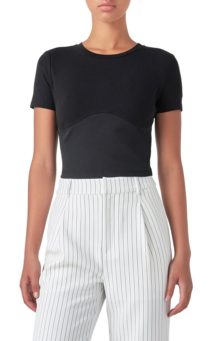 Grey Lab Crop Bustier T-Shirt, Main, color, 