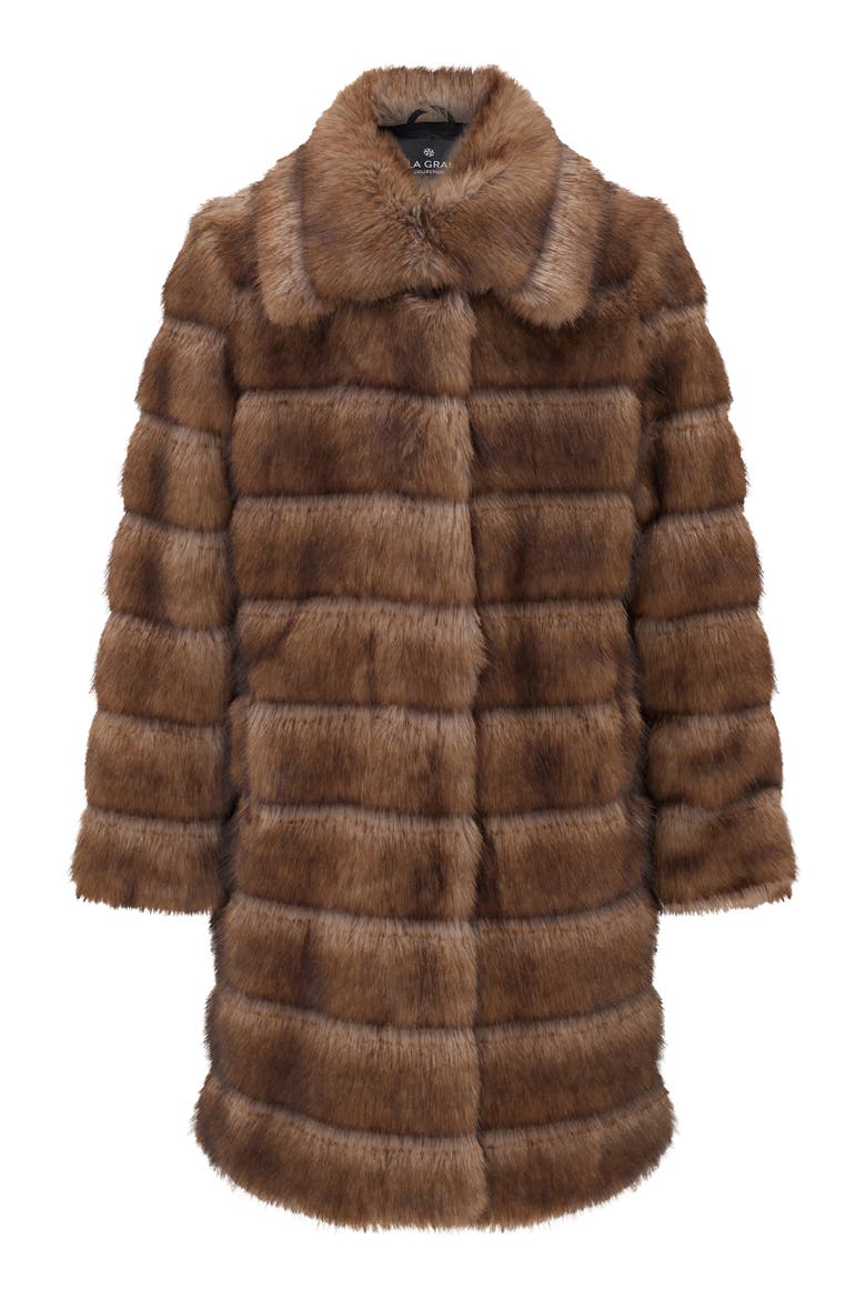 Fur-Free Sable (Faux Fur) Short Coat, Alternate, color, BROWN