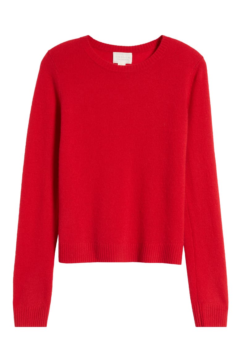 Cashmere Crewneck Sweater, Alternate, color, RED LYCHEE