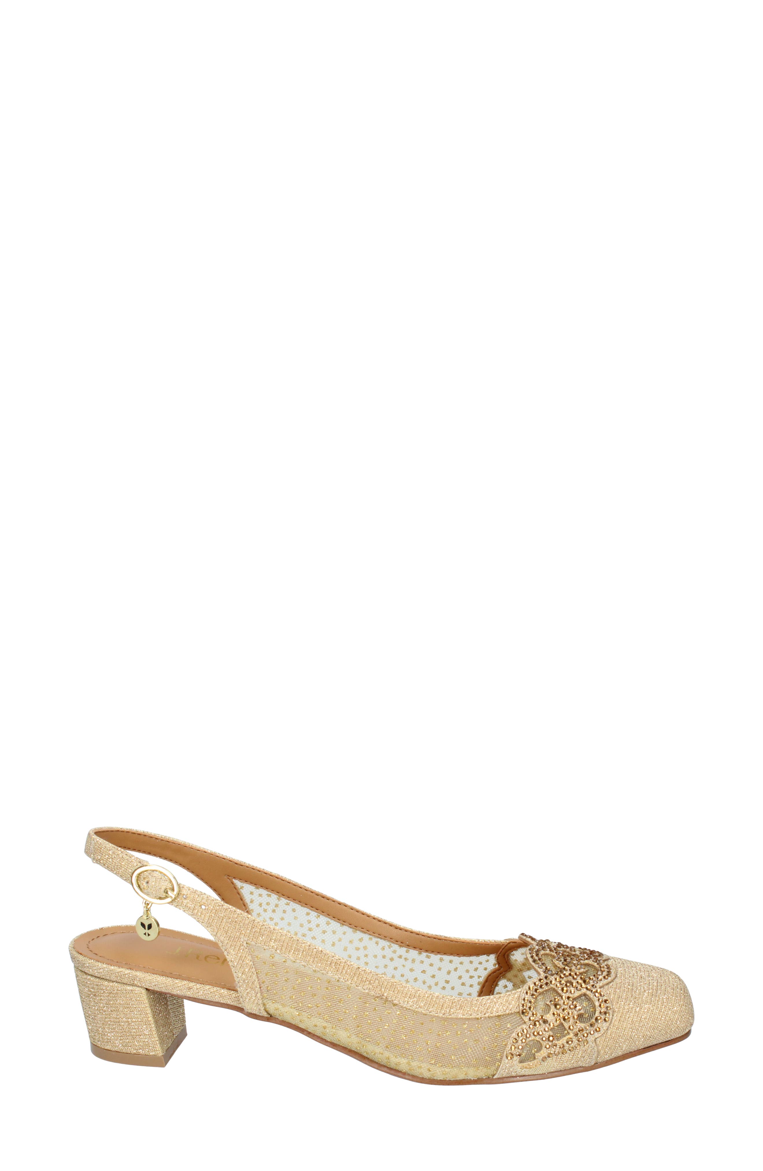 Faleece Crystal Embellished Slingback Pump, Alternate, color, GOLD