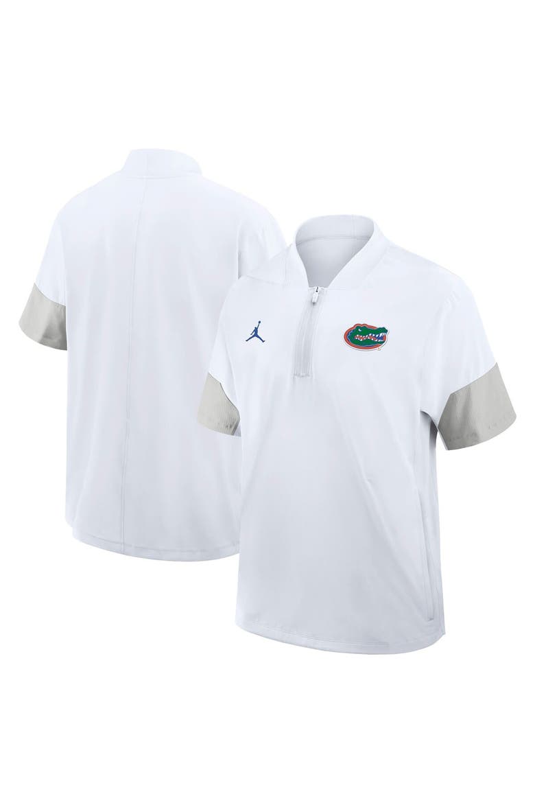 Men's Jordan Brand White Florida Gators 2025 Sideline Coaches Lightweight Short Sleeve Jacket, Main, color, White