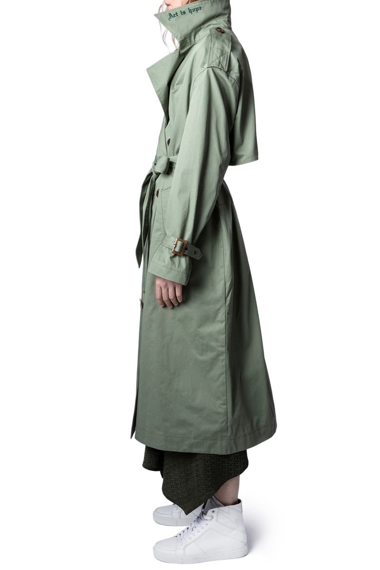 Kena Oversize Double Breasted Trench Coat, Alternate, color, TILLEUL