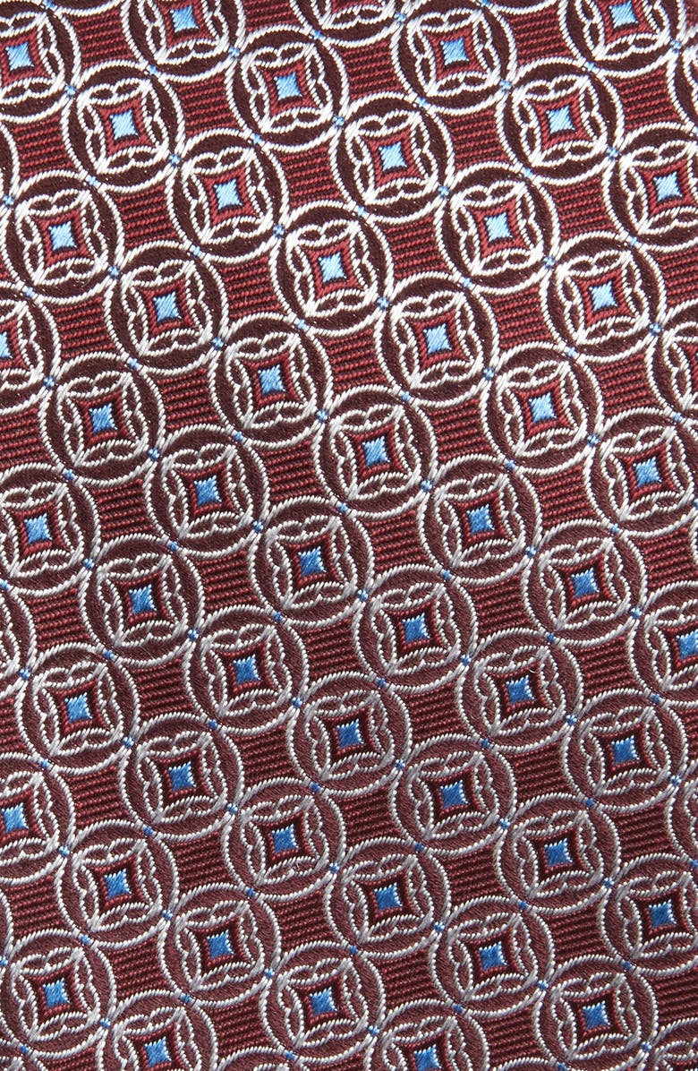 Canali Medallion Print Silk Tie, Alternate, color, Dark Red