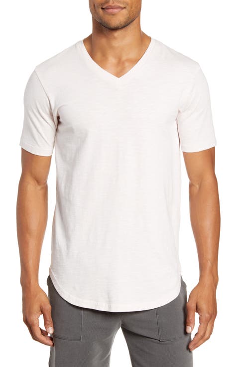 Sun Faded Slub Scallop V-Neck T-Shirt