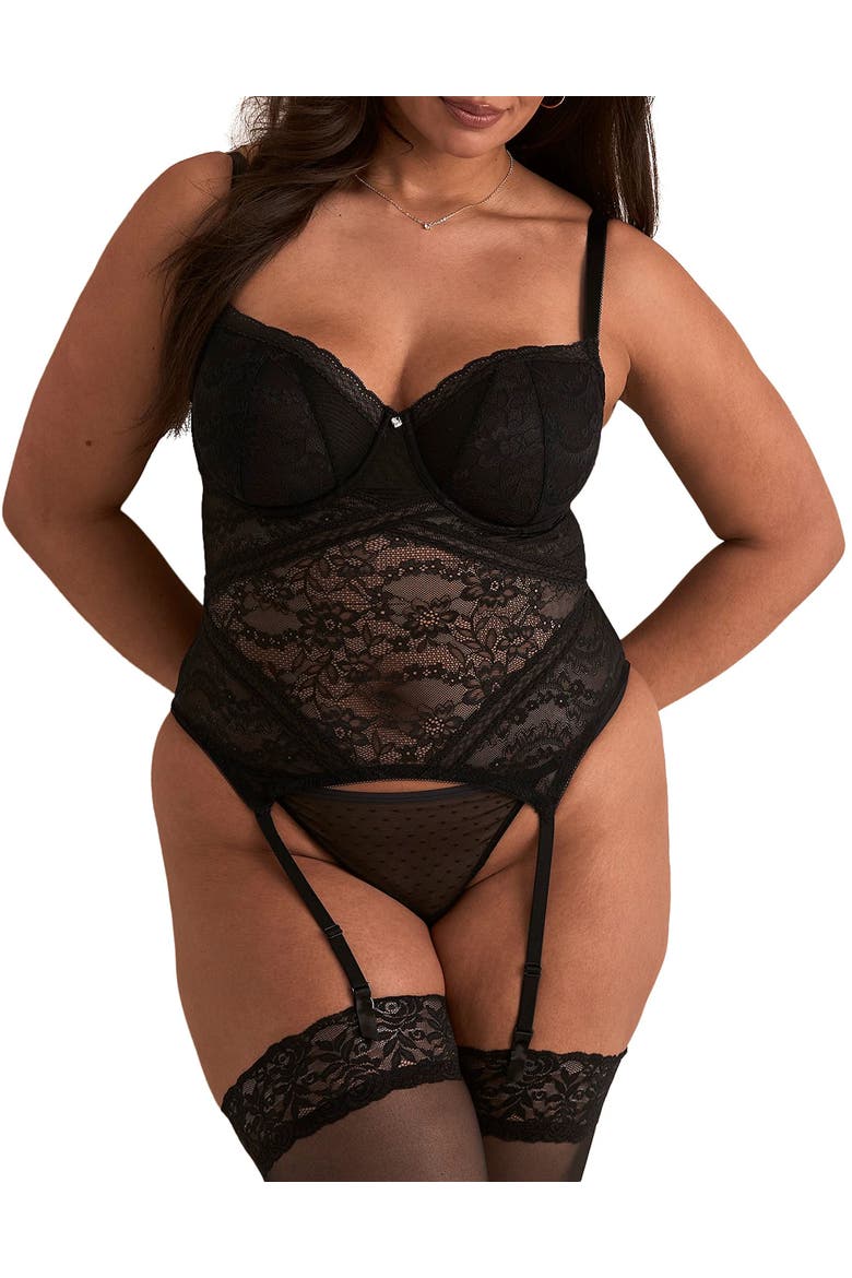 Scottie Unlined Balconette Bustier, Main, color, Black