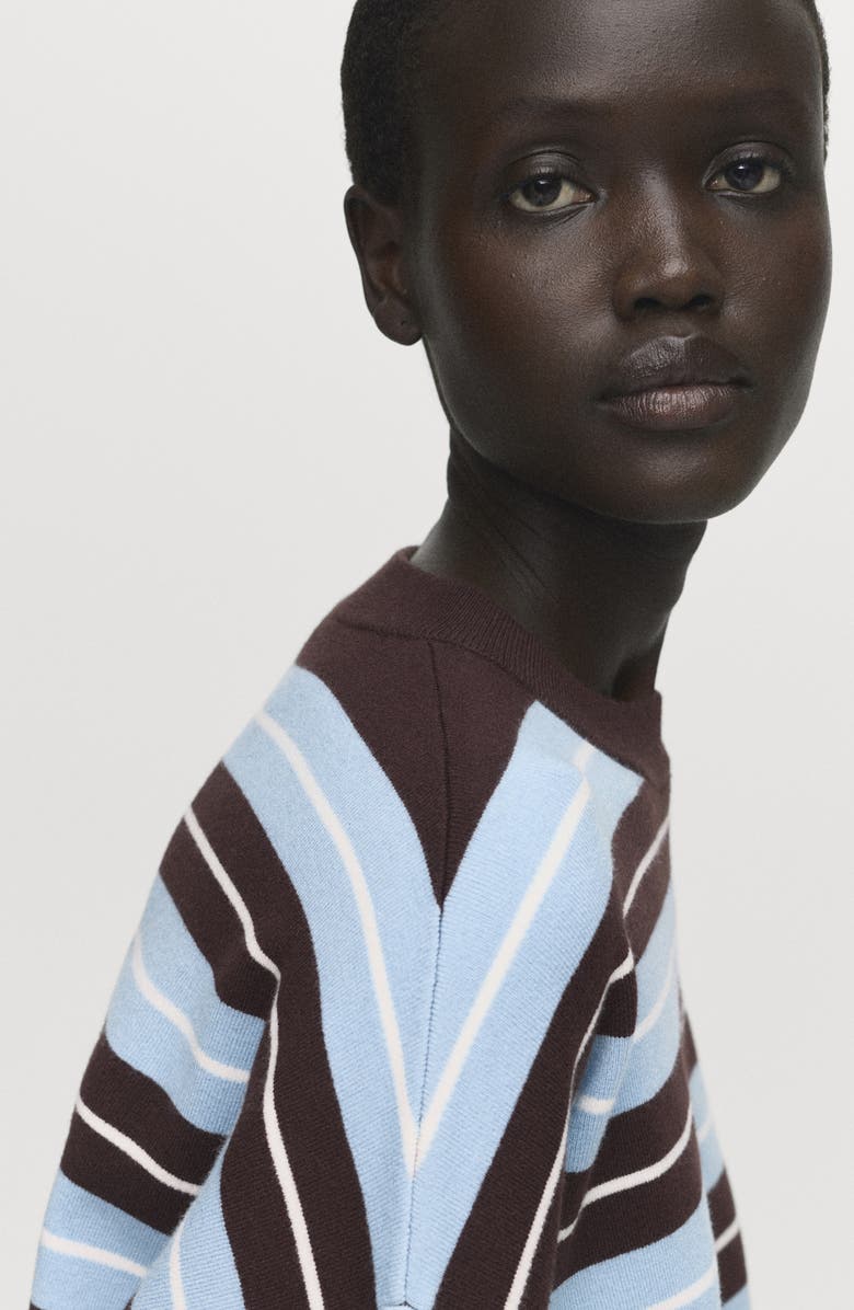 MANGO Lotuina Stripe Sweater, Alternate, color, Chocolate