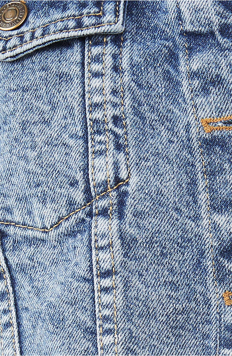 Free People Ollie Crop Denim Trucker Jacket, Alternate, color,