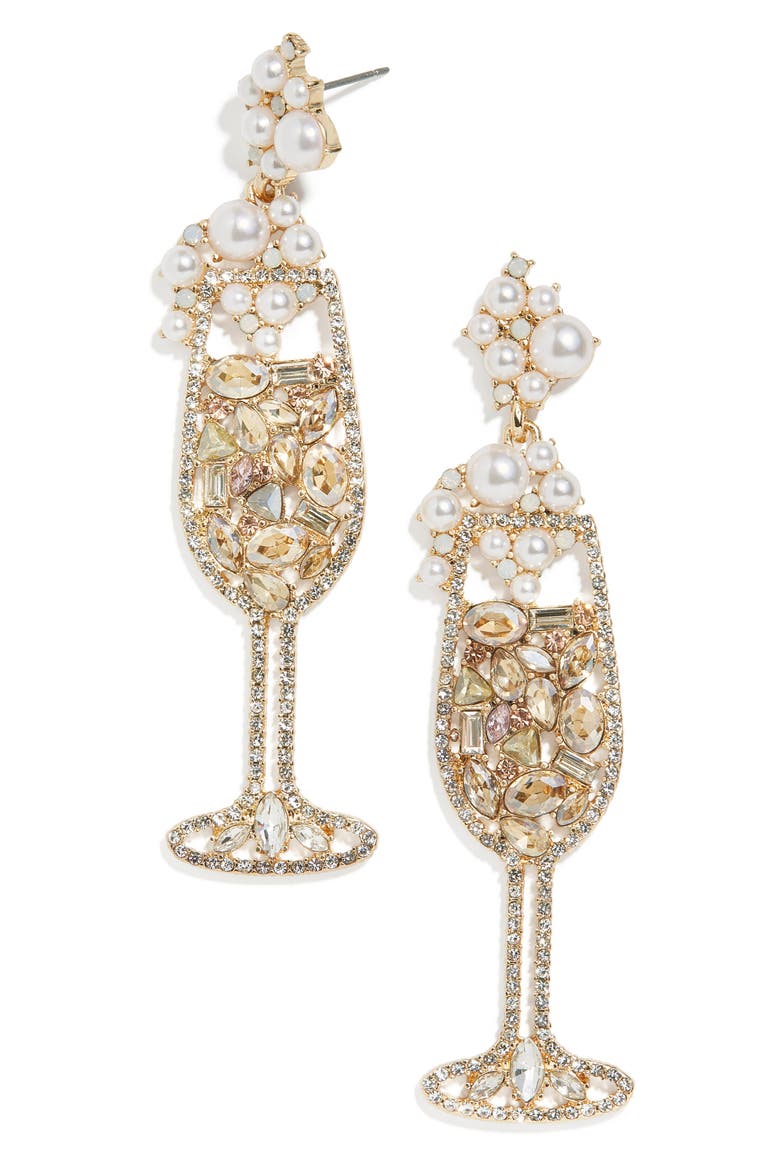 Sip Sip Hooray Champagne Drop Earrings, Main, color, GOLD