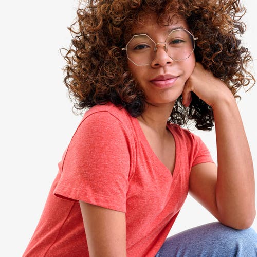 Shop Primary Adult Heathered Easy V-neck Tee In Strawberry