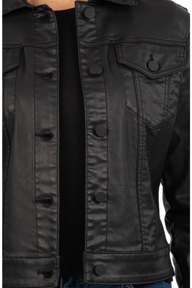 Julia Coated Crop Denim Trucker Jacket, Alternate, color, BLACK JM