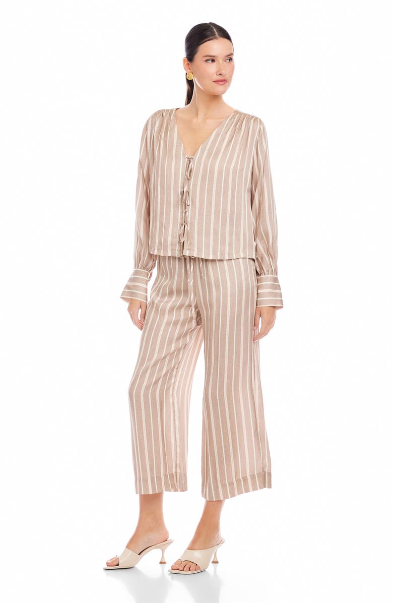 FIFTEEN TWENTY Kayla Stripe Tie Front Shirt, Alternate, color, Khaki