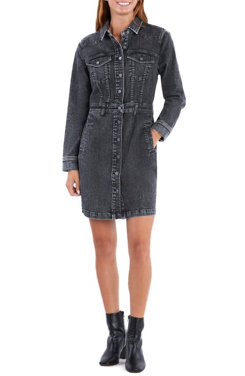 Western Long Sleeve Denim Shirtdress