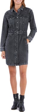 Wash Lab Denim Western Long Sleeve Denim Shirtdress