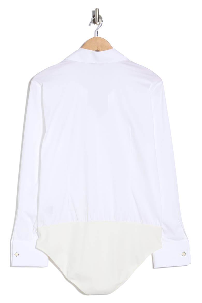 Collared Wrap Front Bodysuit, Alternate, color, WHITE