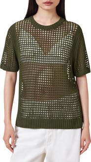 AllSaints Paloma Open Stitch Short Sleeve Sweater