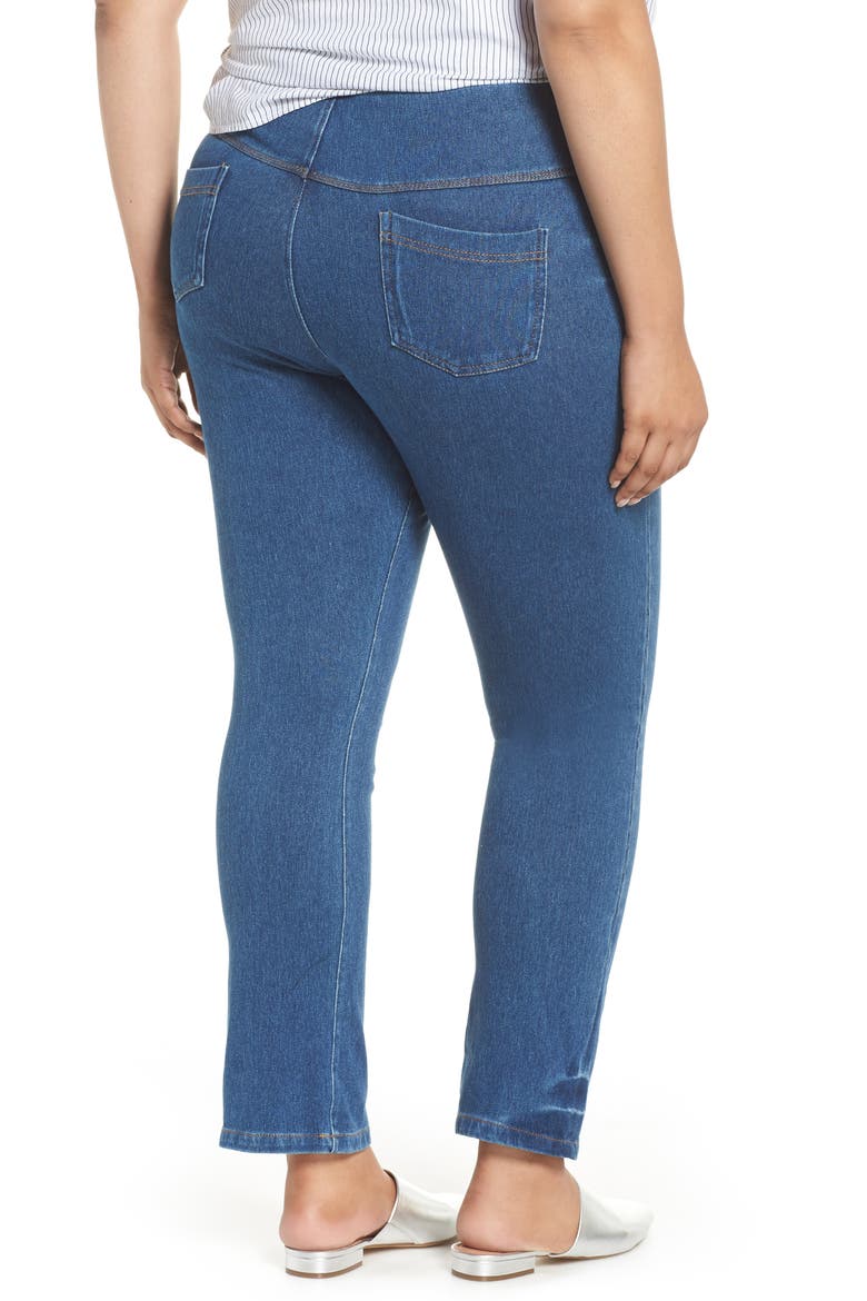 'Lyssentials High Rise Boyfriend Denim Leggings, Alternate, color, MID WASH
