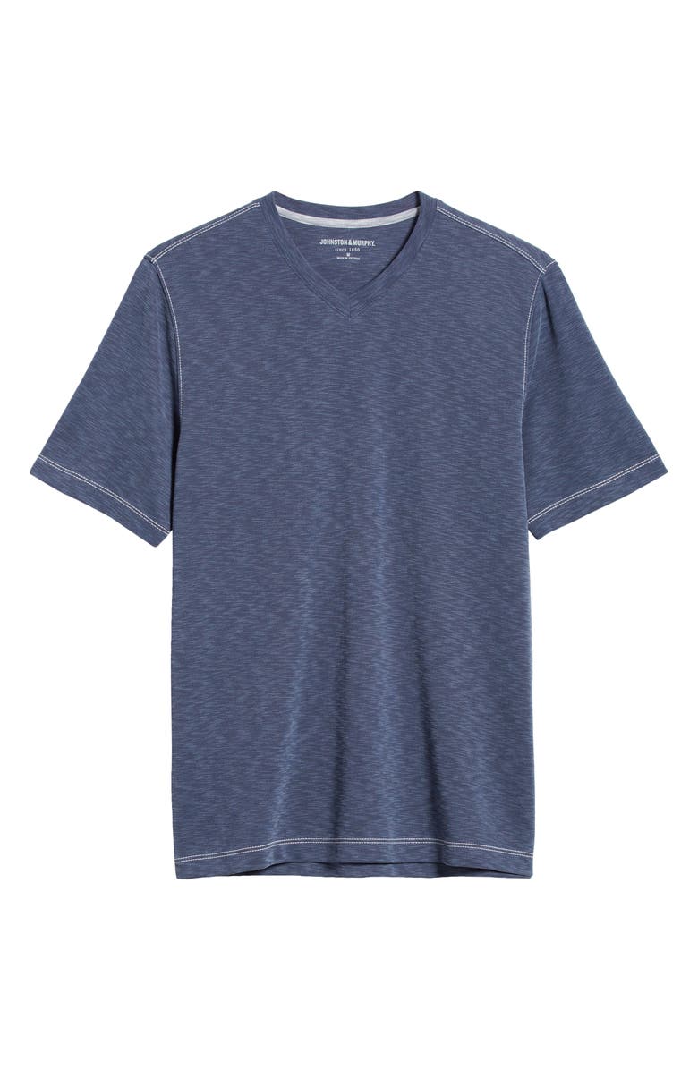 Johnston & Murphy Vintage Slub V-Neck T-Shirt, Alternate, color, Navy