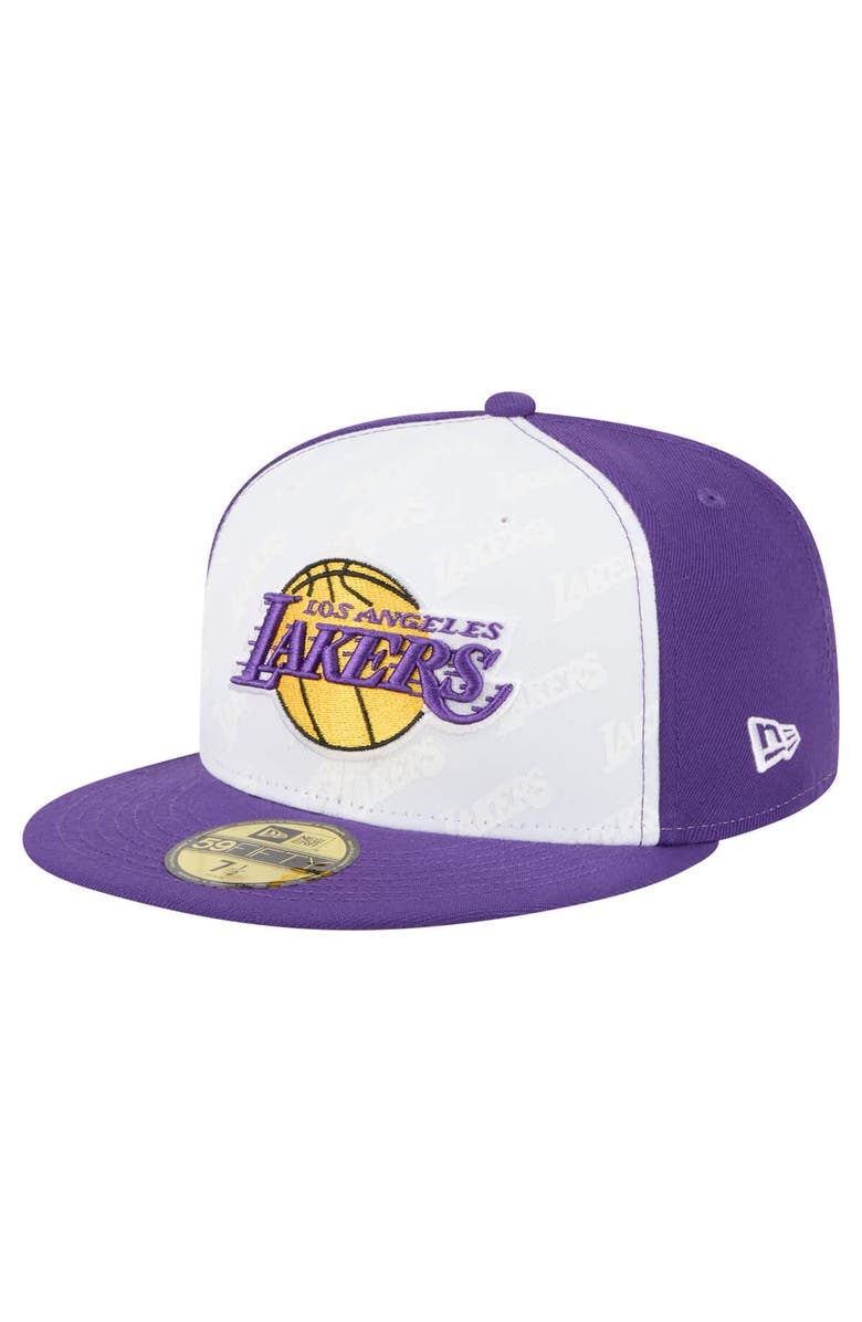 New Era Men's New Era  White/Purple Los Angeles Lakers Repeat 59Fifty Fitted Hat, Main, color, White