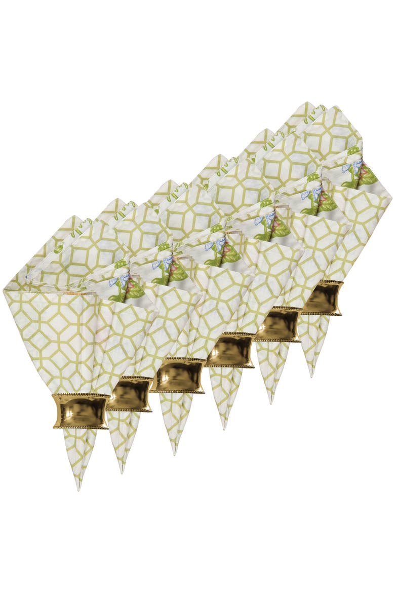 Jeanette 100% Cotton Set of 6 Cloth Napkins, Alternate, color, Green