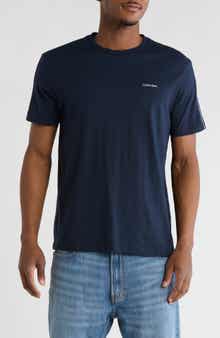 Calvin Klein Logo Piped Sleeve Cotton Graphic T-Shirt