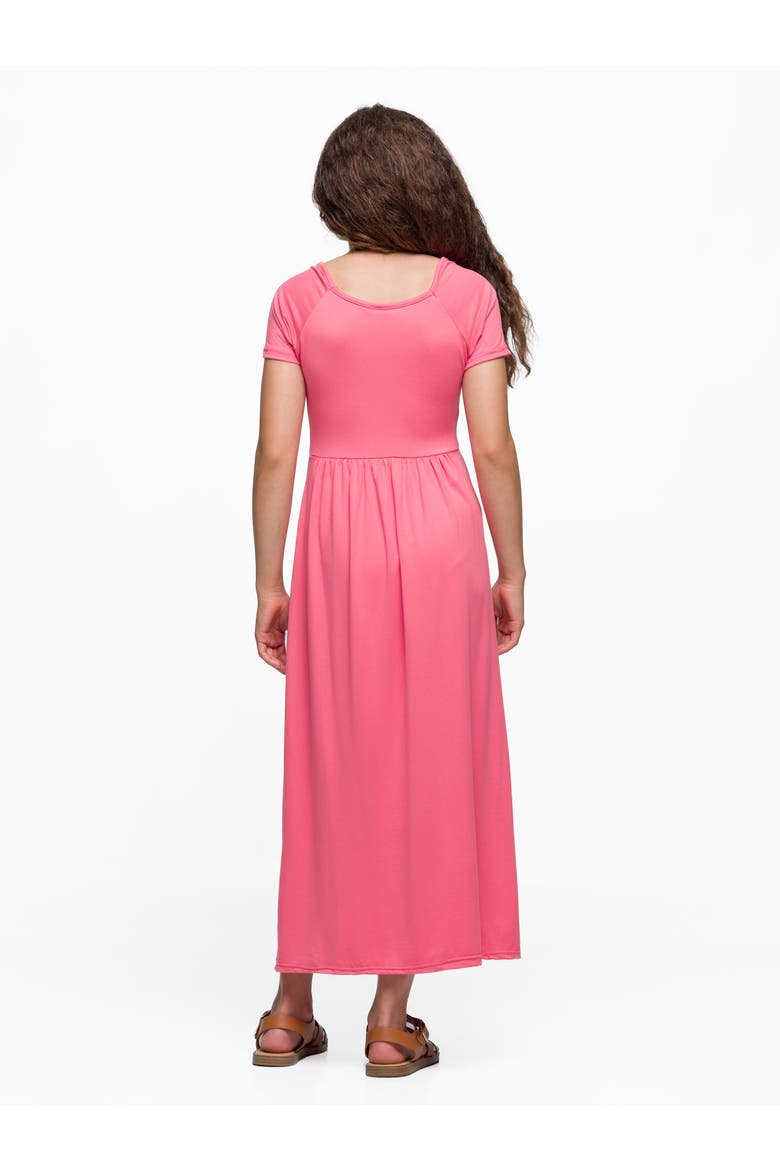 Short Sleeve Pleated Maxi Dress, Alternate, color, Coral