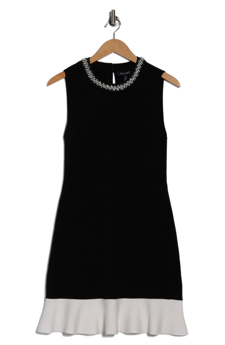 Ellen Tracy Faux Pearl Embellished Sleeveless Sheath Dress, Alternate, color, Black