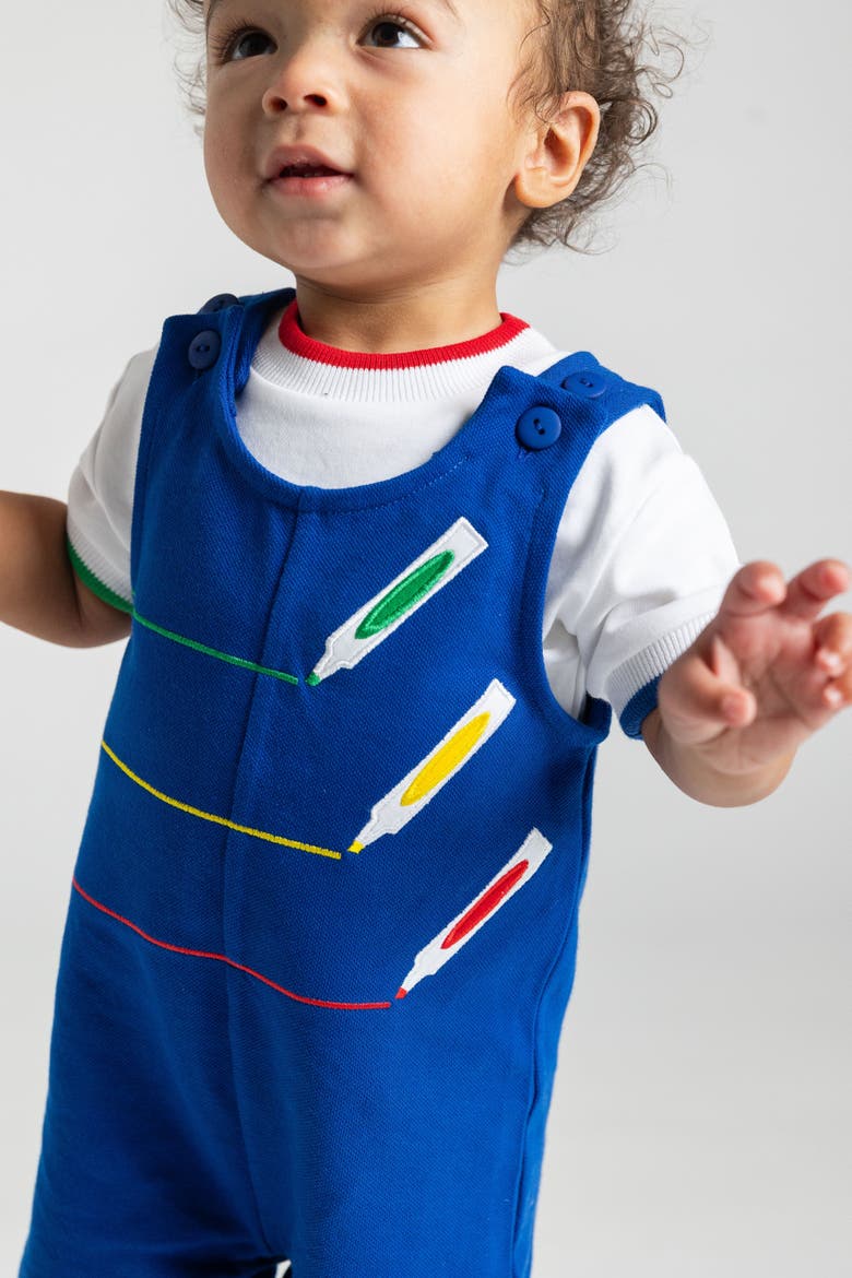 French Terry Shortall With Markers, Alternate, color, Royal Multicolor