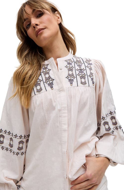 Raffya Demi Embroidered Ballon Sleeve Shirt In White