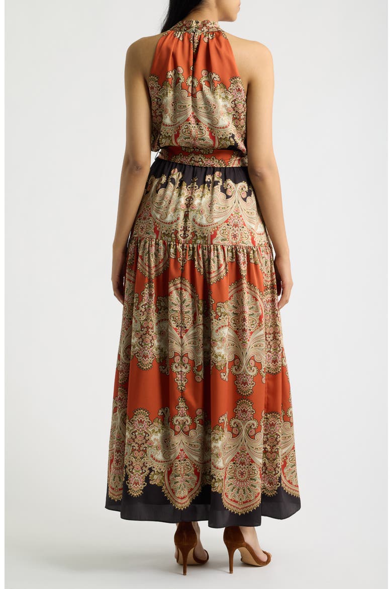 Paisley Sleeveless Tiered Dress, Alternate, color, ORANGE BLACK