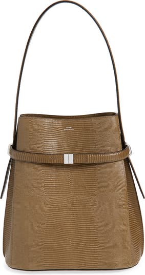 TOTEME Belted Lizard Embossed Leather Bucket Shoulder Bag