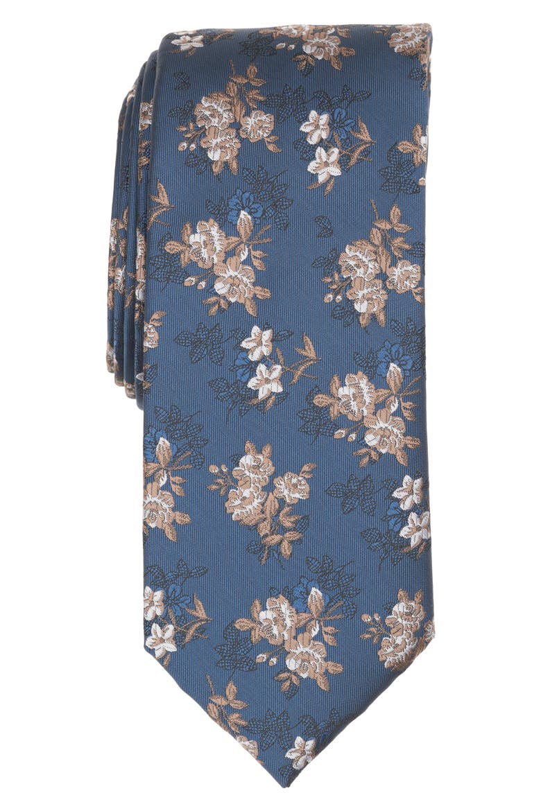 Messina Floral Tie, Main, color, BLUE