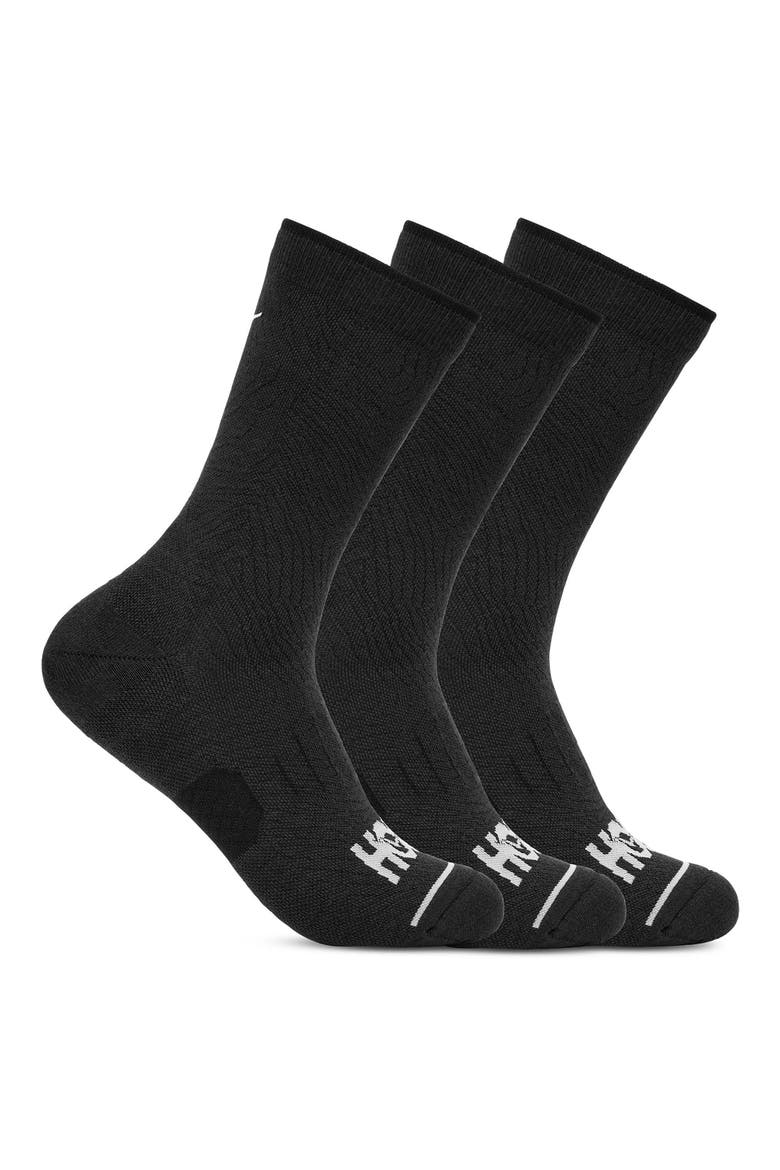 Run 3-Pack Crew Socks, Alternate, color, BLACK / BLACK / BLACK
