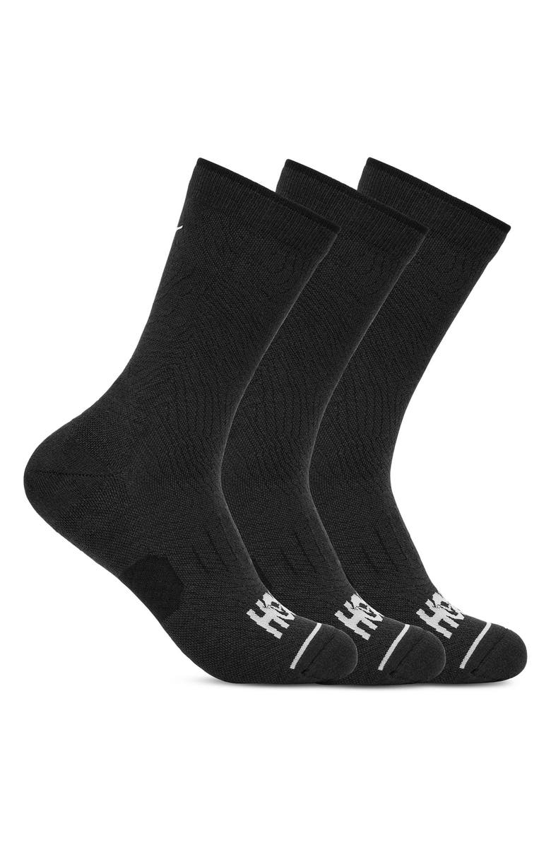 HOKA Run 3-Pack Crew Socks, Alternate, color, Black / Black / Black