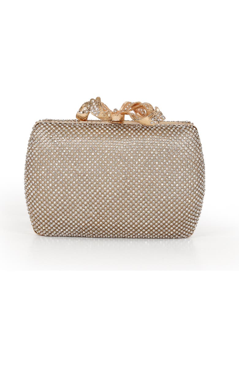 Jewel Badgley Mischka Cassia Crystal Minaudiere w. Bow Clasp, Main, color, Gold