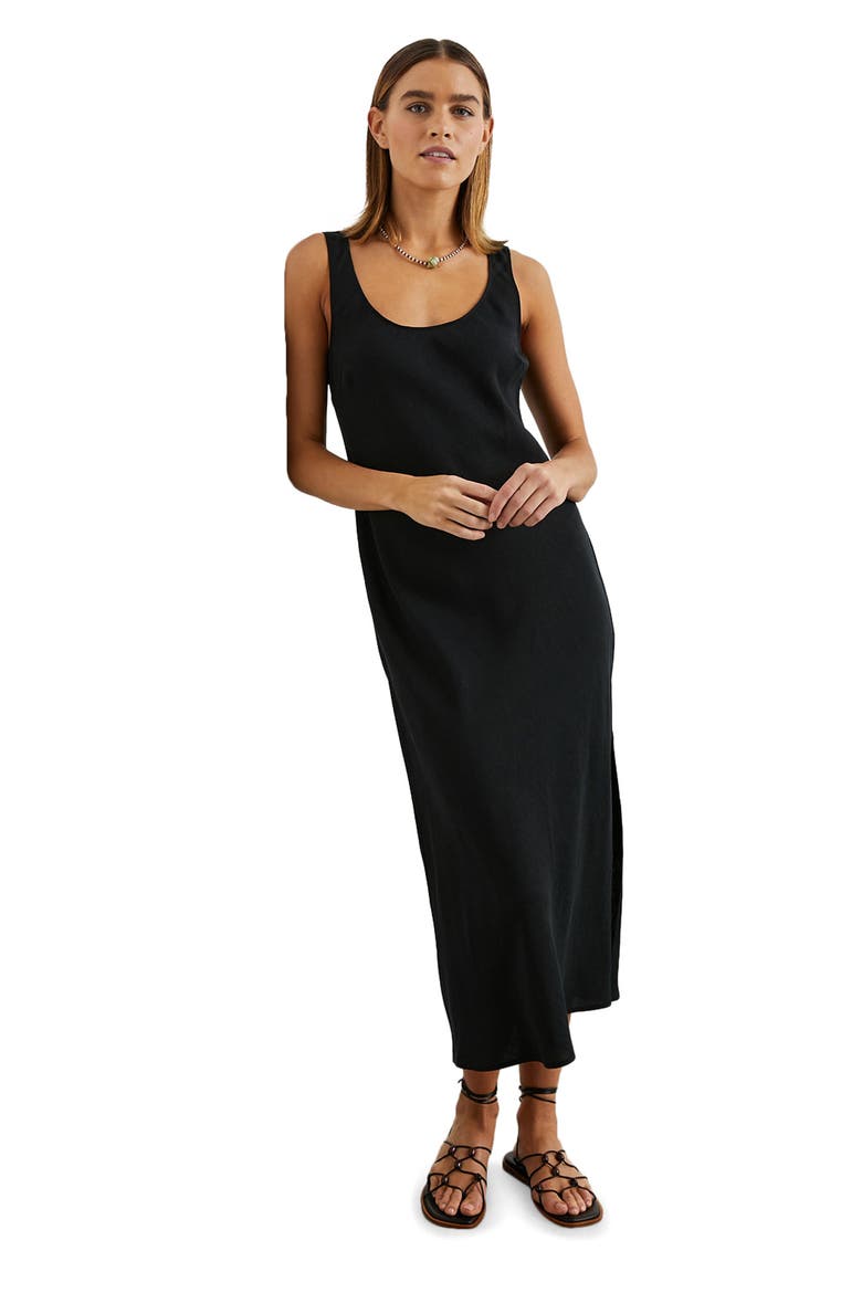 Kailani Sleeveless Midi Dress, Alternate, color, BLACK