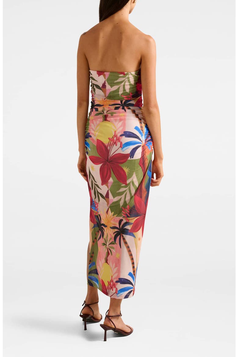 Alex Strapless Ruched Mesh Maxi Dress, Alternate, color, HAVANA HOLIDAY