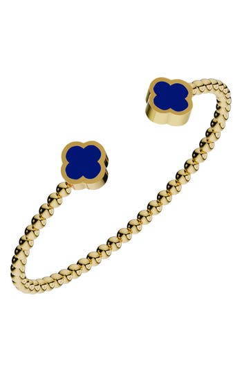 Gabi Rielle 14k Over Silver Blue Cabochon Cuff Bracelet In Gold/blue