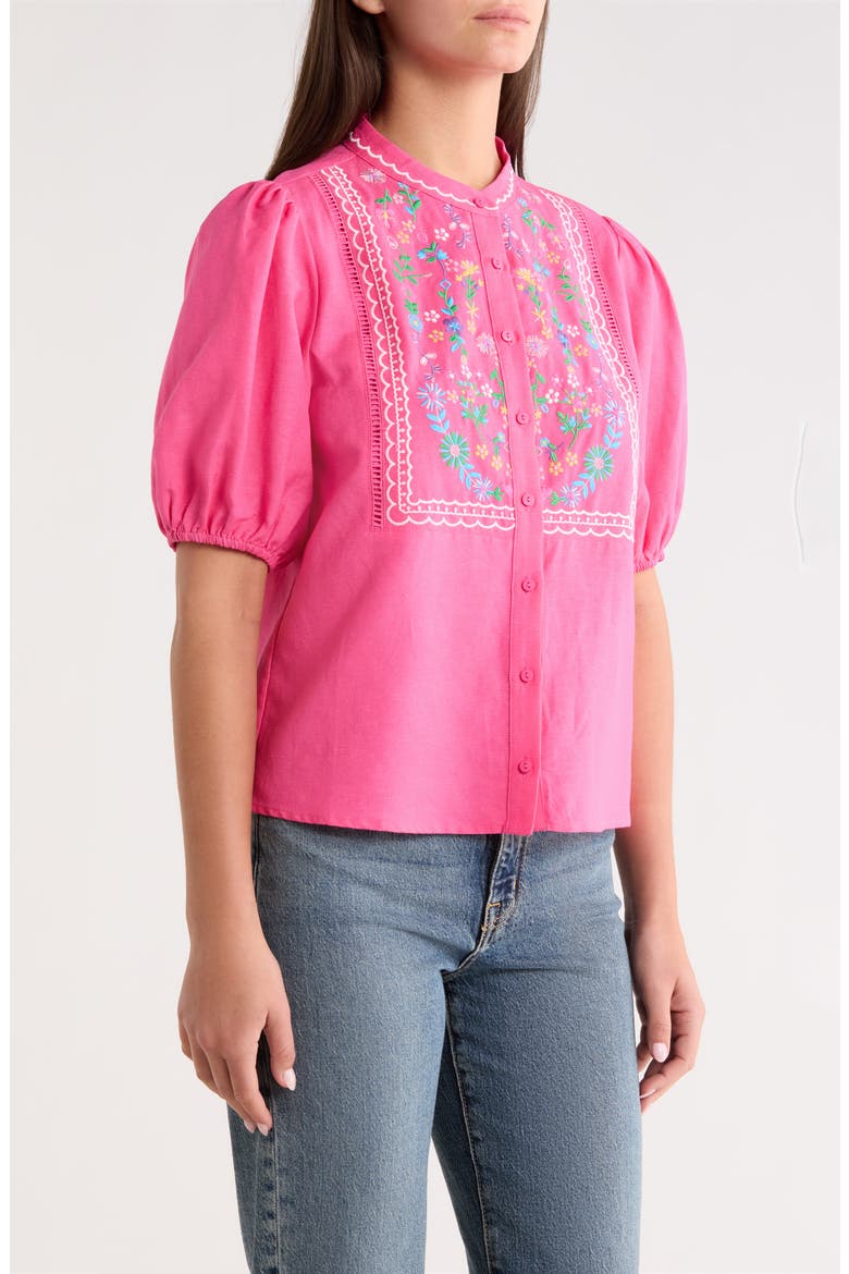 Kenedy Embroidered Puff Sleeve Top, Alternate, color, FUCHSIA