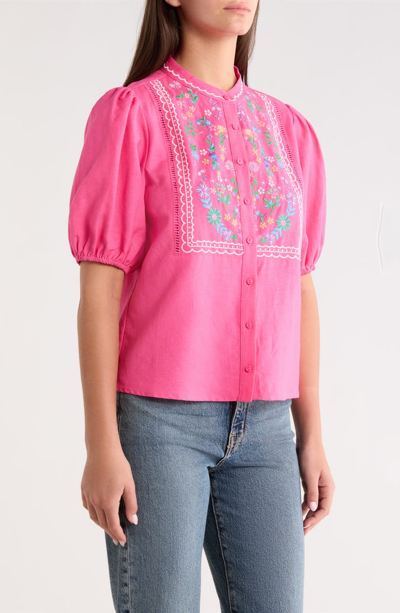 SUGARLIPS Kenedy Embroidered Puff Sleeve Top, Alternate, color, Fuchsia